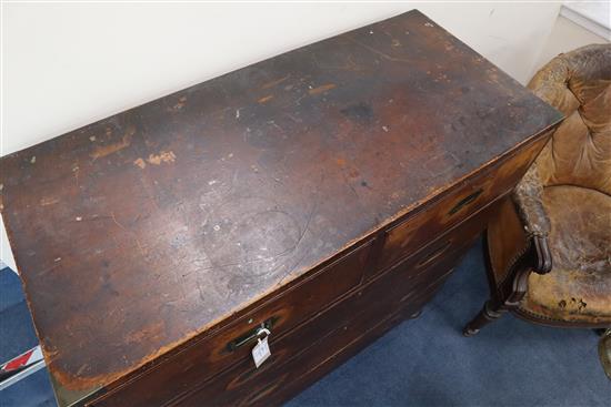 A mid 19th century teak campaign chest W.99cm